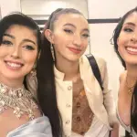Javiera Ponce, Thammy Palma y Javiera Manríquez compartieron una fotografía tras su participación en el repechaje de Miss Universo Chile realizado en Santiago., Cedida