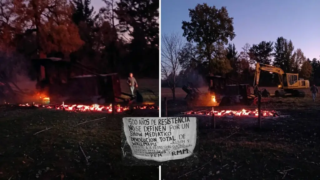 El ataque incendiario afectó al menos tres maquinarias en un predio rural de la comuna de Curacautín durante la madrugada de este miércoles., @aprachile