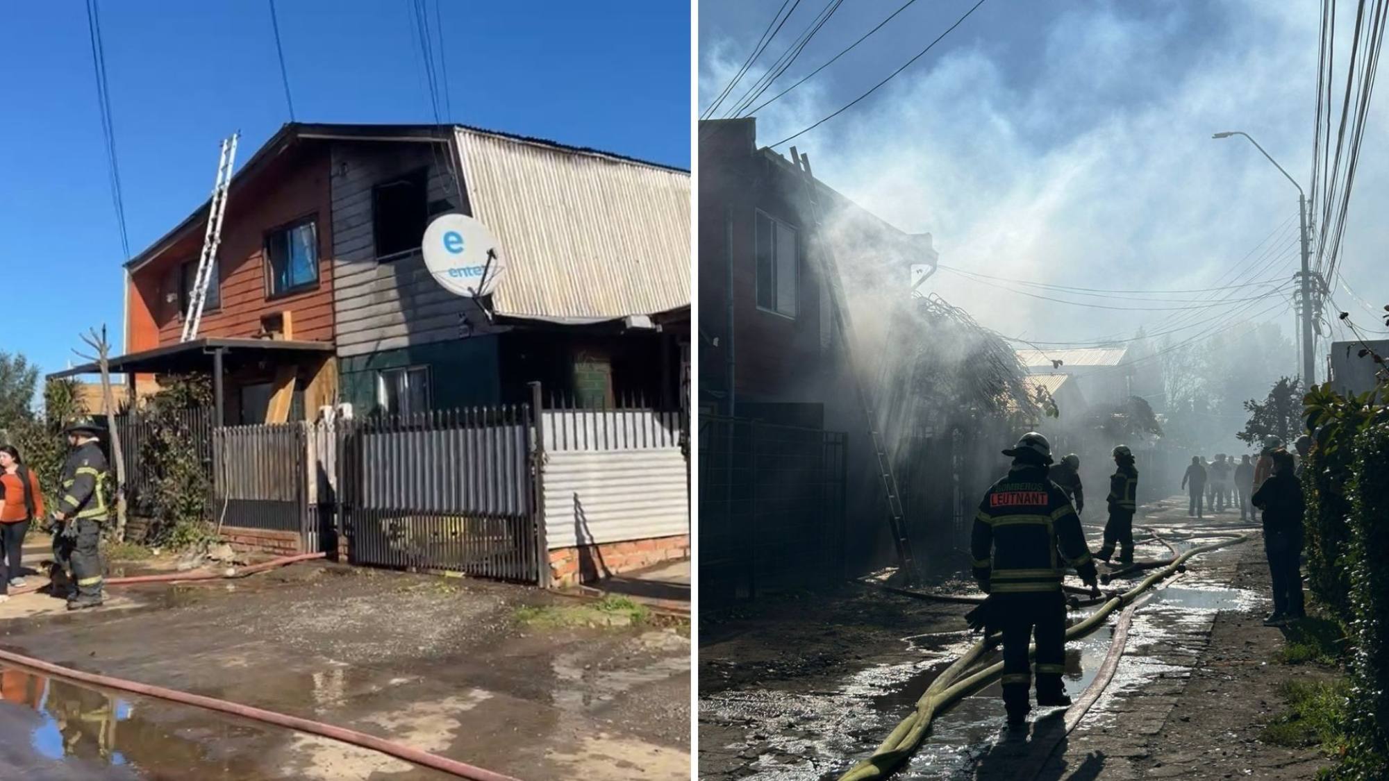 Tres viviendas con pérdida total y una dañada tras dos incendios simultáneos en Los Ángeles