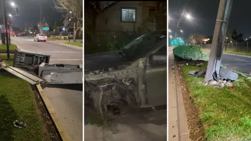 Camioneta chocó contra poste de alta tensión y se dio a la fuga en sector norte de Los Ángeles