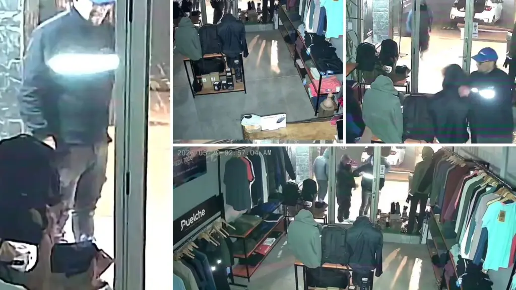 Maniataron al guardia: Delincuentes desvalijaron tienda de ropa en Cabrero en solo tres minutos , Cedida