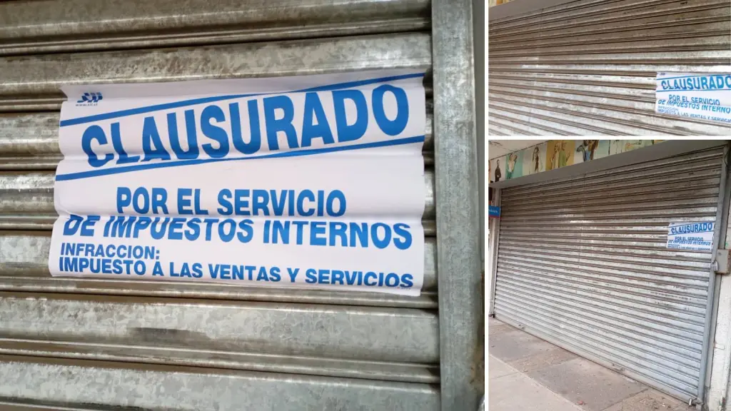 Sellos instalados en el acceso del establecimiento dan cuenta de la medida aplicada por el Servicio de Impuestos Internos., La Tribuna