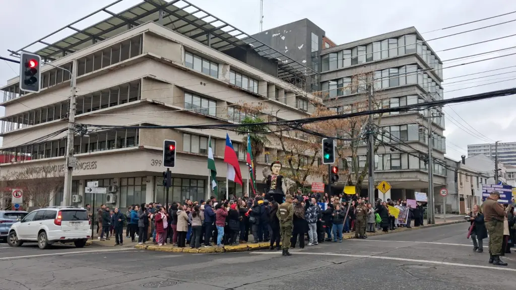 A pesar de que la manifestación se desarrolló de forma pacífica, estuvo cubierta por un amplio contingente de Seguridad Pública y Carabineros., Diario La Tribuna