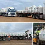 Dos camiones fueron cargados este jueves en Laguna Verde, mientras que un tercer envío partirá durante la próxima semana con destino a la Región Metropolitana., KDM