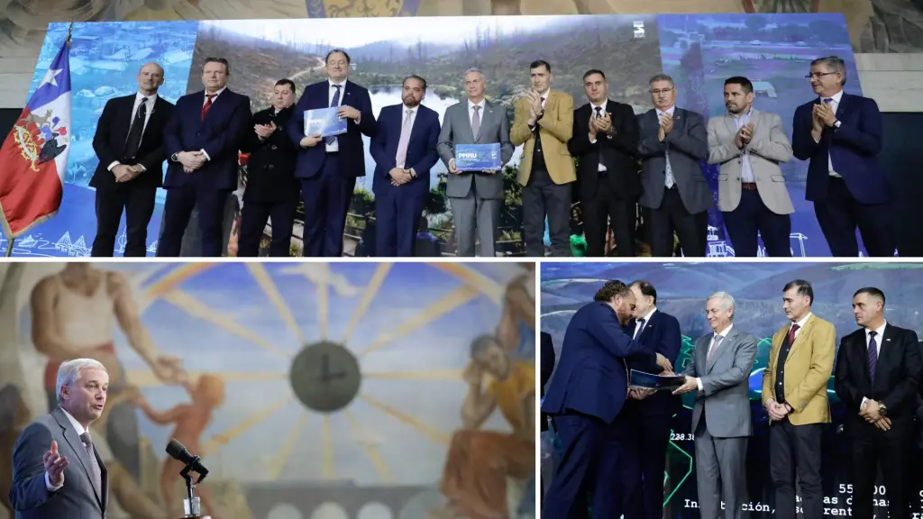 El gobernador Sergio Giacaman entregó el Plan Maestro de Mitigación Urbana al Presidente José Antonio Kast durante una ceremonia realizada en dependencias del Gobierno Regional del Biobío., GORE Biobío