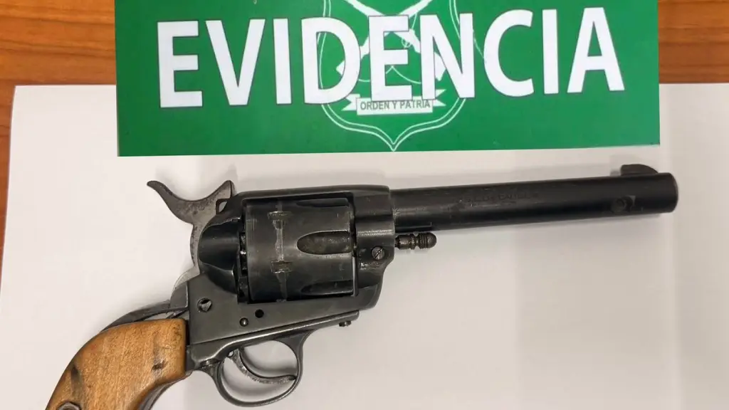 El arma incautada por Carabineros habría sido utilizada para intimidar y agredir a una de las víctimas durante el robo con violencia., Cedida