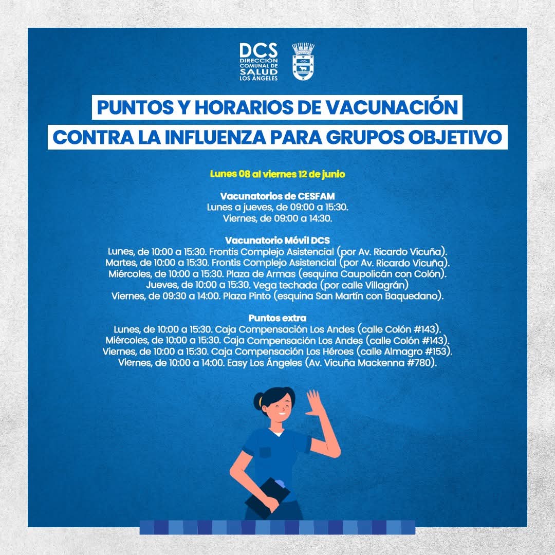 Calendario vacunación semana 8 al 12 de junio / DCS Los Ángeles 