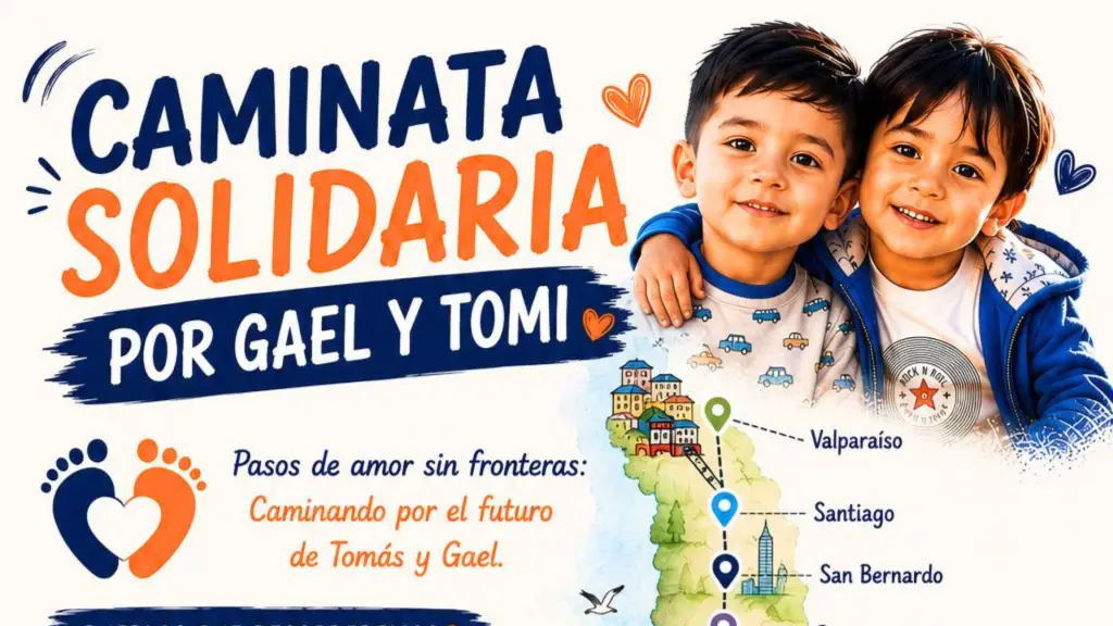 Tomás y Gael, ambos de cuatro años y diagnosticados con distrofia muscular de Duchenne, motivan una caminata que busca reunir recursos para apoyar sus tratamientos en el extranjero., Cedida
