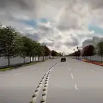 La remodelación de Ercilla contempla doble calzada con dos pistas por sentido, bandejón central variable, ciclovías, semaforización, iluminación LED y modernización integral del espacio público., Captura de pantalla del video público de presentación del proyecto.