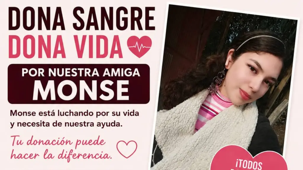 Familiares y cercanos de María Monserrat Quevedo González difundieron una campaña para reunir donantes de cualquier grupo sanguíneo, mientras la joven permanece internada en estado crítico., Cedida