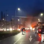 Bloqueo de tránsito por manifestación, Diario La Tribuna