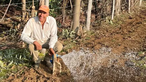 Sin bombas, ni electricidad: pequeño agricultor de Loncopangue riega sus praderas aprovechando la fuerza de la gravedad