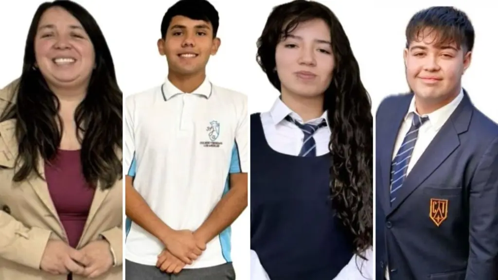Equipo integrado por la docente Bernarda Reveco, y los estudiantes Máximo Álvarez, Valentina Meza y Emilio Franz., Cedidas