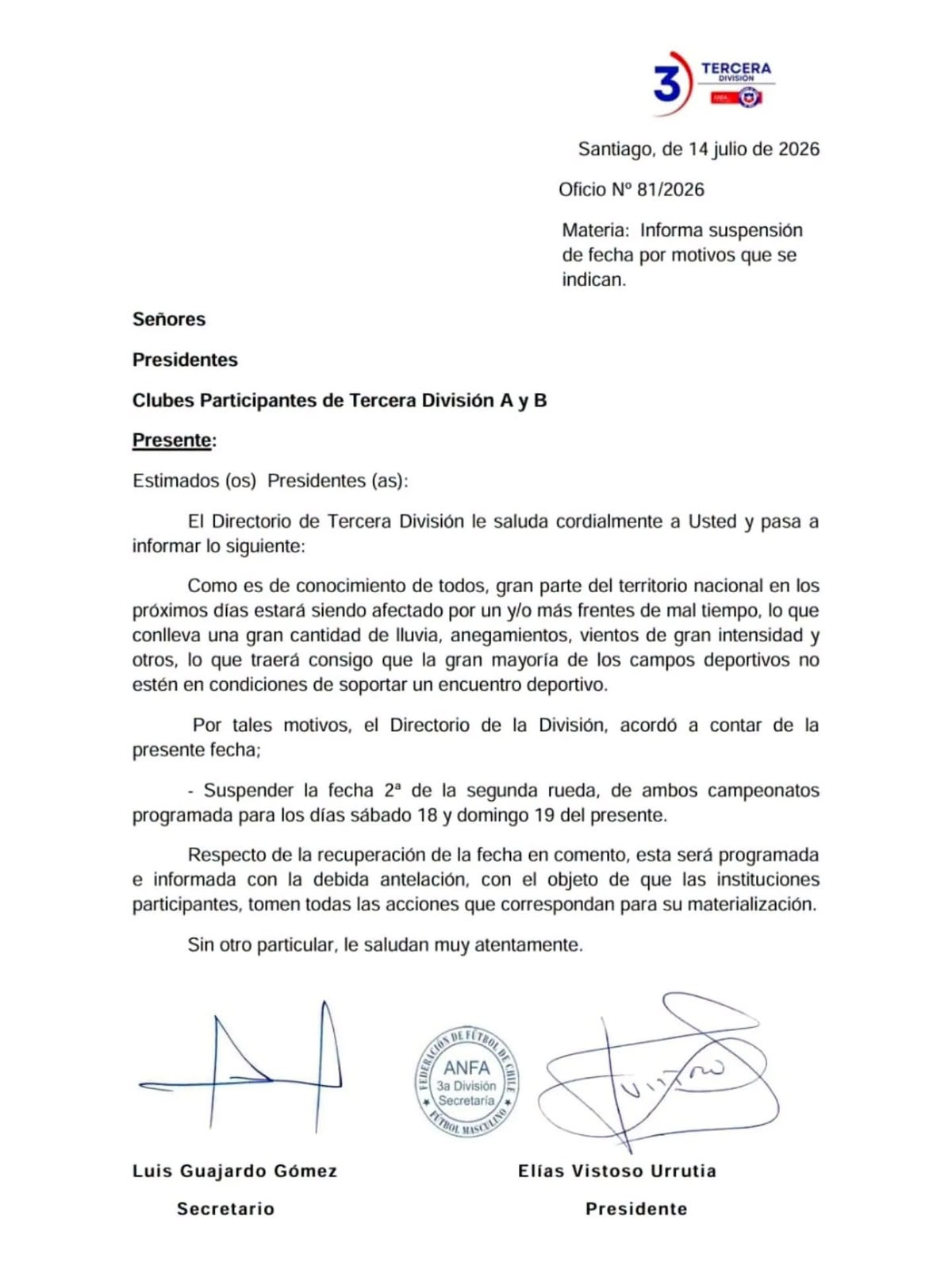 El comunicado oficial / La Tribuna