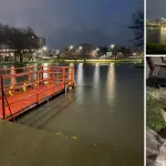 El aumento del nivel del agua se hizo visible en todo el perímetro de la Laguna Esmeralda durante la tarde de este miércoles., Nicolás Maureira | La Tribuna