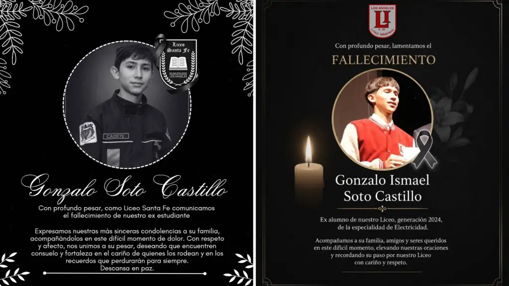 Los liceos Municipal Santa Fe e Industrial Samuel Vivanco Parada expresaron públicamente sus condolencias por el fallecimiento de quien fuera alumno de ambos establecimientos., Redes sociales