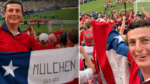 Mulchenino apareció entre los hinchas de Noruega tras histórica eliminación de Brasil en el Mundial 2026