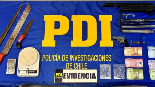 PDI desarticula punto de microtráfico e incauta armas de fuego en Cañete