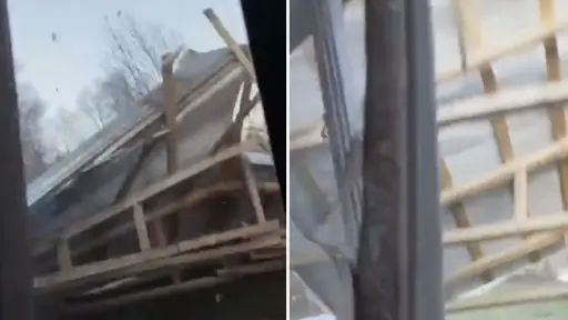 Video capta caída de techumbre por fuertes ráfagas de viento en Quilaco