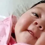 Agustina Riquelme Salazar tiene cuatro meses y fue diagnosticada con Atrofia Muscular Espinal (AME) tipo 1, una enfermedad genética que afecta progresivamente la fuerza muscular (fotografía autorizada), Cedida