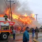 Voluntarios de Bomberos de Huépil apoyaron las labores para controlar el incendio registrado en Cholguán Estación, comuna de Yungay, Región de Ñuble., Redes sociales