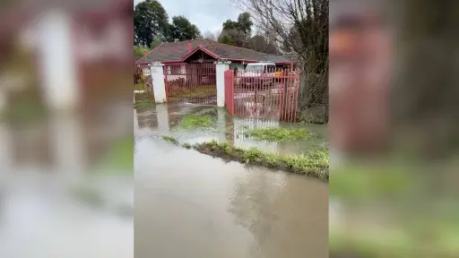 Sistema frontal deja viviendas anegadas en sector poniente de Los Ángeles: Vecinos denuncian desborde del estero El Bolsón