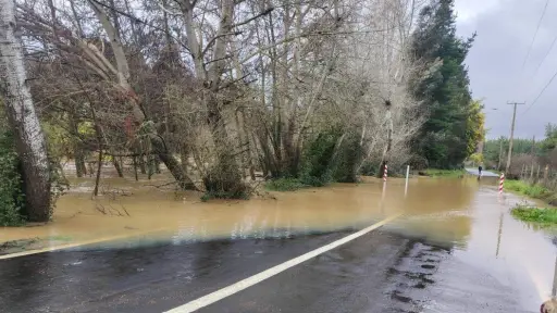 Desborde del río Cabrales interrumpe el tránsito en sector rural de Yumbel: llaman a conducir con precaución