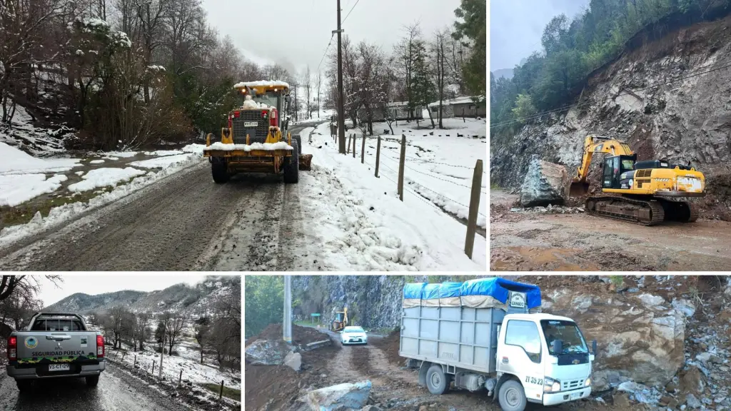 Las labores de despeje, conservación y remoción de nieve se intensifican durante la temporada de lluvias y nevadas para mantener habilitados los caminos de la zona precordillerana., Cedidas