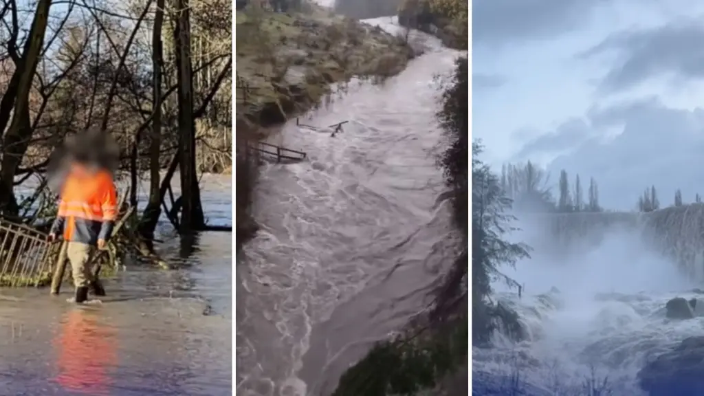 El río está creciendo: Advierten que río Laja estaría diez veces su capacidad normal , La Tribuna / Municipalidad de Cabrero