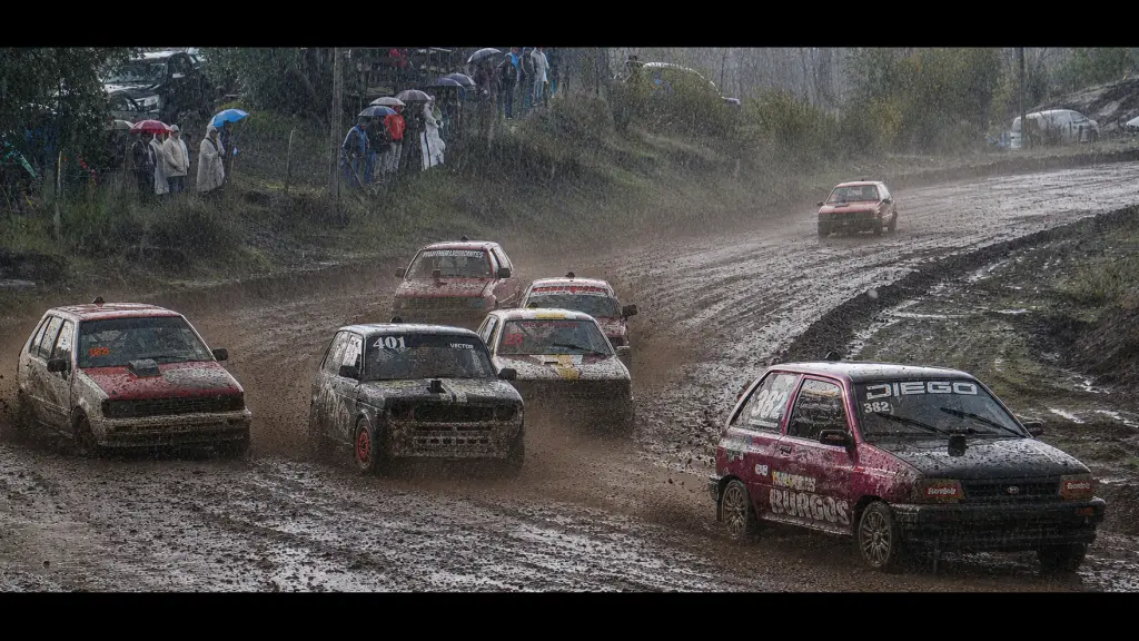 La lluvia y el barro han obligado a postergar el inicio del Campeonato de Automovilismo Segundo Andrés Crespo. Sus dirigentes quieren evitar el riesgo al correr en esas condiciones. (Imagen creada con IA) , La Tribuna