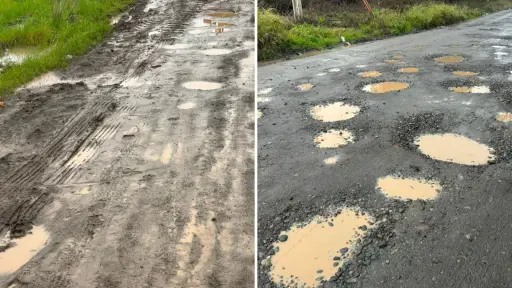 Baches, barro y agua acumulada: vecinos del camino a Las Trancas denuncian mal estado de la ruta