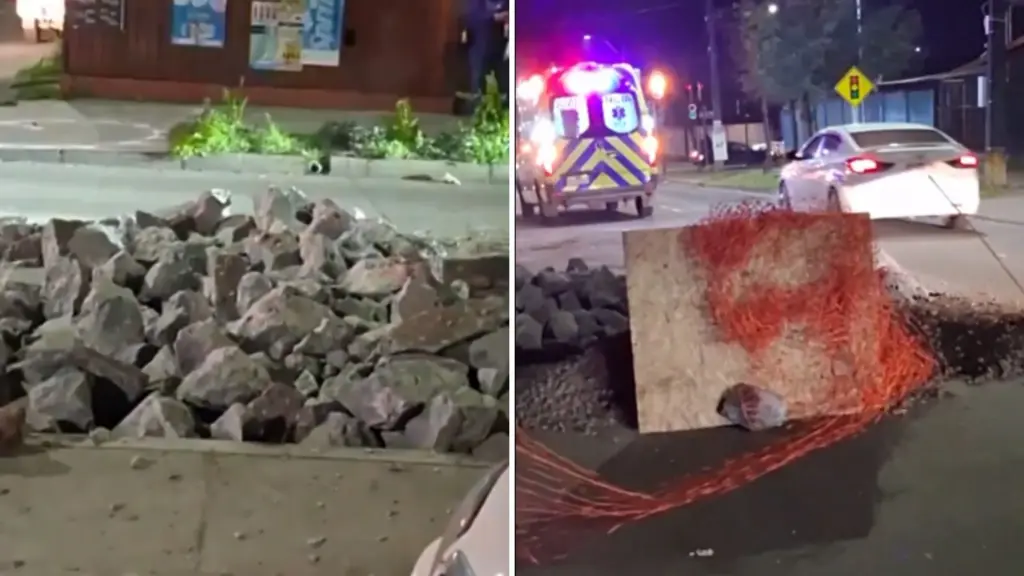 AHORA: Mujer salió eyectada de motocicleta tras impactar una zona de excavaciones en avenida Padre Hurtado de Los Ángeles, La Tribuna