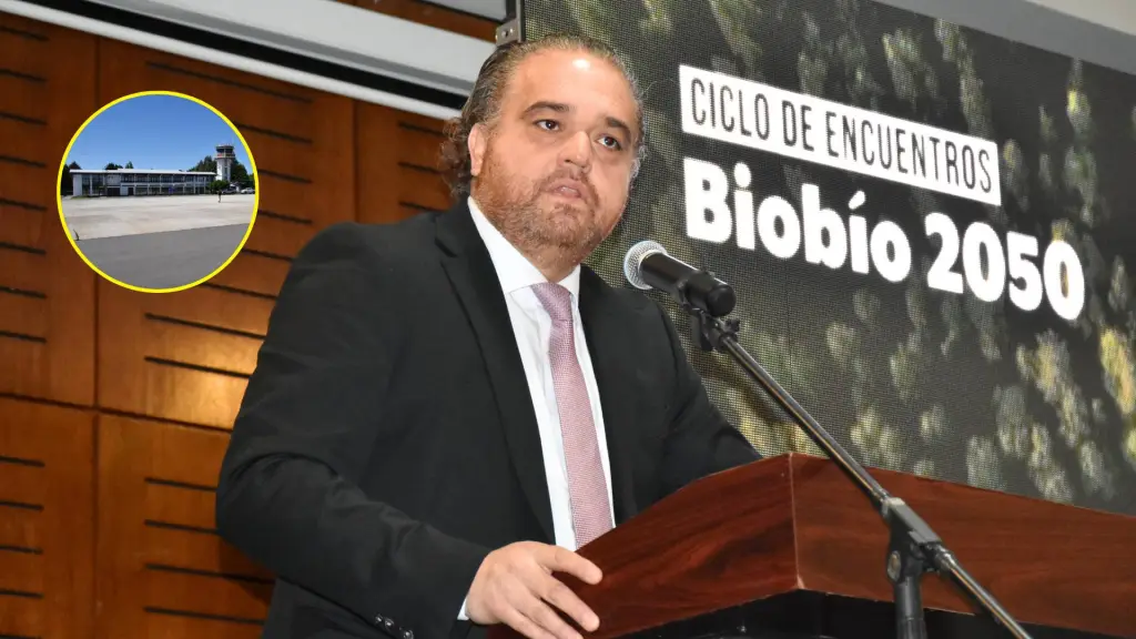 El gobernador regional Sergio Giacaman abordó durante su intervención en Biobío 2050 los proyectos pendientes de la provincia y los desafíos para la recuperación del sector forestal., Fredy Muñoz | La Tribuna