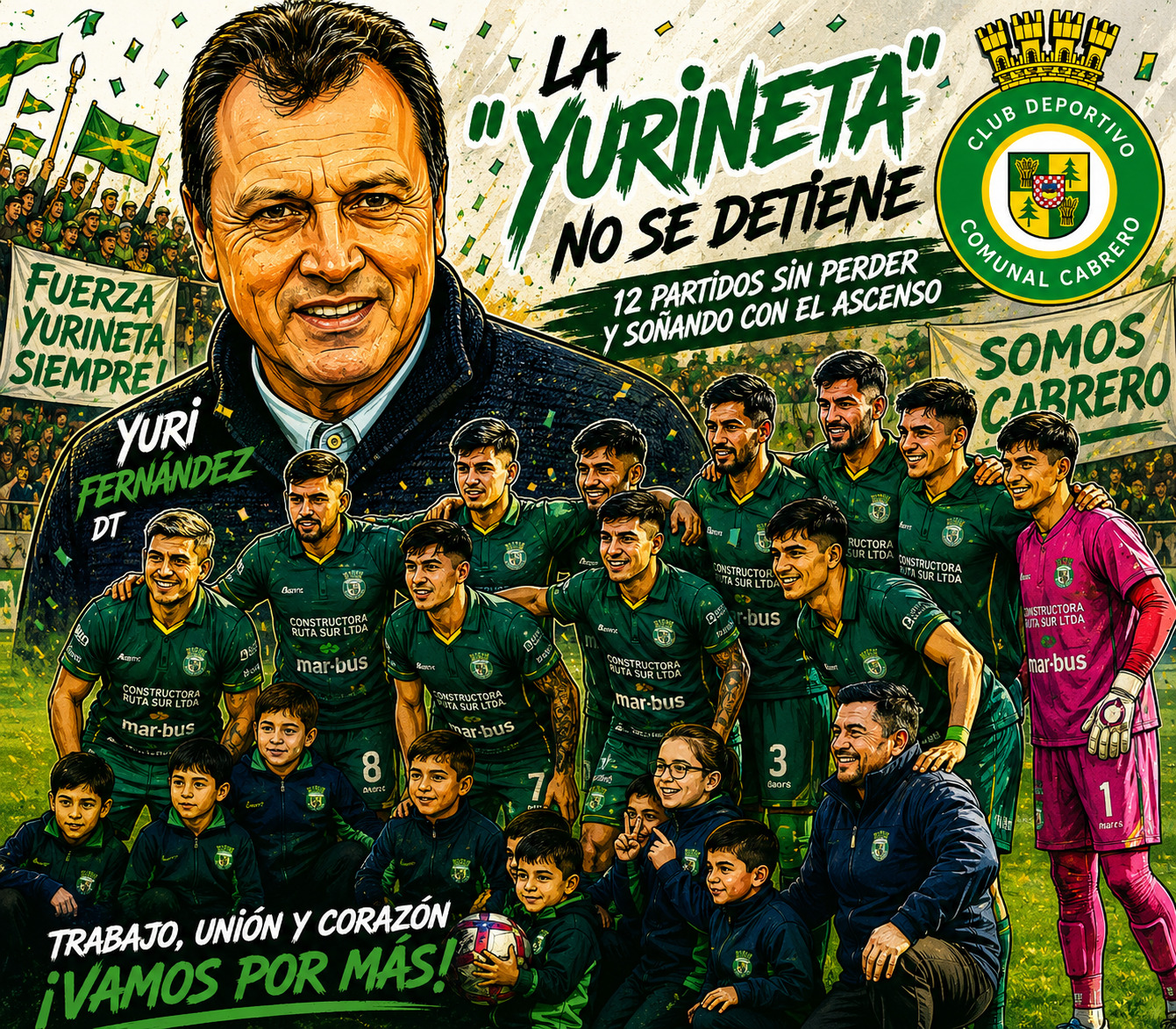 La Yurineta de Comunal Cabrero celebra una nueva victoria en su extraordinaria campaña en Tercera División A. El equipo de la Región del Biobío acumula 12 partidos invicto y se instala entre los principales candidatos a luchar por el ascenso / La Tribuna