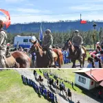La cabalgata de la Ruta Histórica de O’Higgins llegó este martes hasta la Escuela El Castillo, donde fue recibida por estudiantes y miembros de la comunidad educativa., Fredy Muñoz | La Tribuna