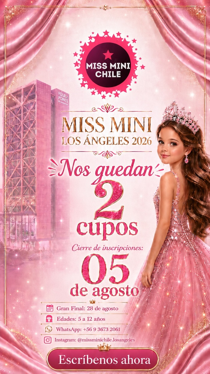 La organización informó que solo quedan dos cupos disponibles para participar en la primera edición de Miss Mini Chile Los Ángeles. / Cedida