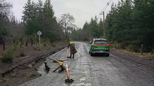 Intensas lluvias provocan socavón en Quilleco: Carabineros realizó labores de emergencia