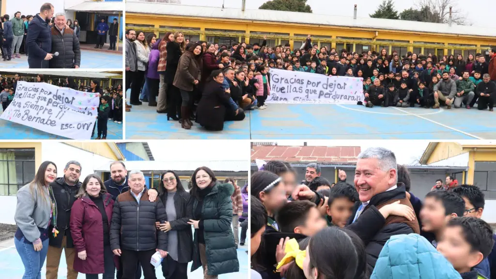La comunidad educativa de la Escuela Orlando Vera Villarroel homenajeó a Bernabé Figueroa al iniciar su jubilación, Escuela Orlando Vera Villarroel Monte Águila