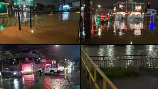 Desborde del estero Quilque provoca anegamiento y cortes de tránsito en el centro de Los Ángeles