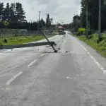 Poste caído cerca de cruce Rihue-Negrete, Cedida