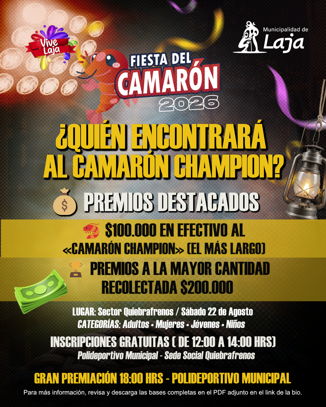 Premios al ganador del Camarón Champion. / Municipalidad de Laja