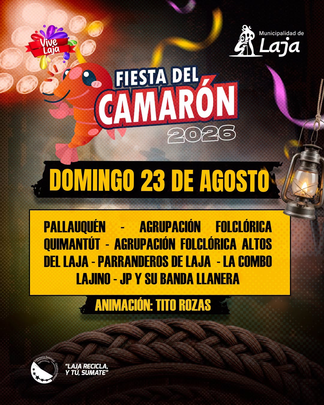 Parrilla Fiesta del Camarón de Laja para el domingo 23 de agosto. / Municipalidad de Laja