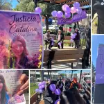 Los asistentes portaron globos morados, fotografías y mensajes en memoria de Catalina Saldías Torres durante la velatón realizada en la plaza de Armas de Laja, Cedidas