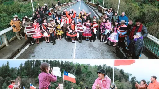 Con embanderamiento del puente y un pie de cueca, dan inicio al Mes de la Patria en Quilaco