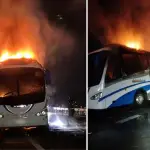 Bus quedó calcinado tras incendio en la Ruta 5 Sur de Cabrero: Pasajeros alcanzaron a salir, La Tribuna