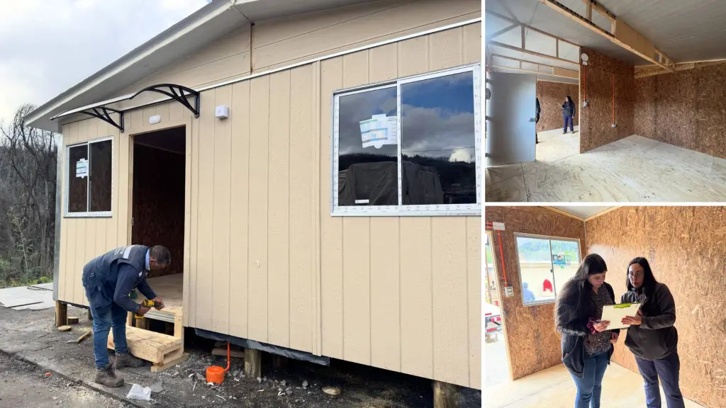 La solución habitacional de 27 metros cuadrados cuenta con baño y servicios básicos, además de equipamiento para cubrir las necesidades iniciales de los damnificados, Municipalidad de Nacimiento