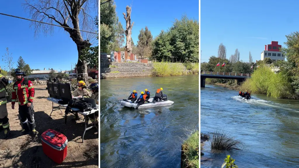 Bomberos realiza operativo de búsqueda en río Mulchén por hombre de 56 años desaparecido, Cuerpo de Bomberos de Mulchén