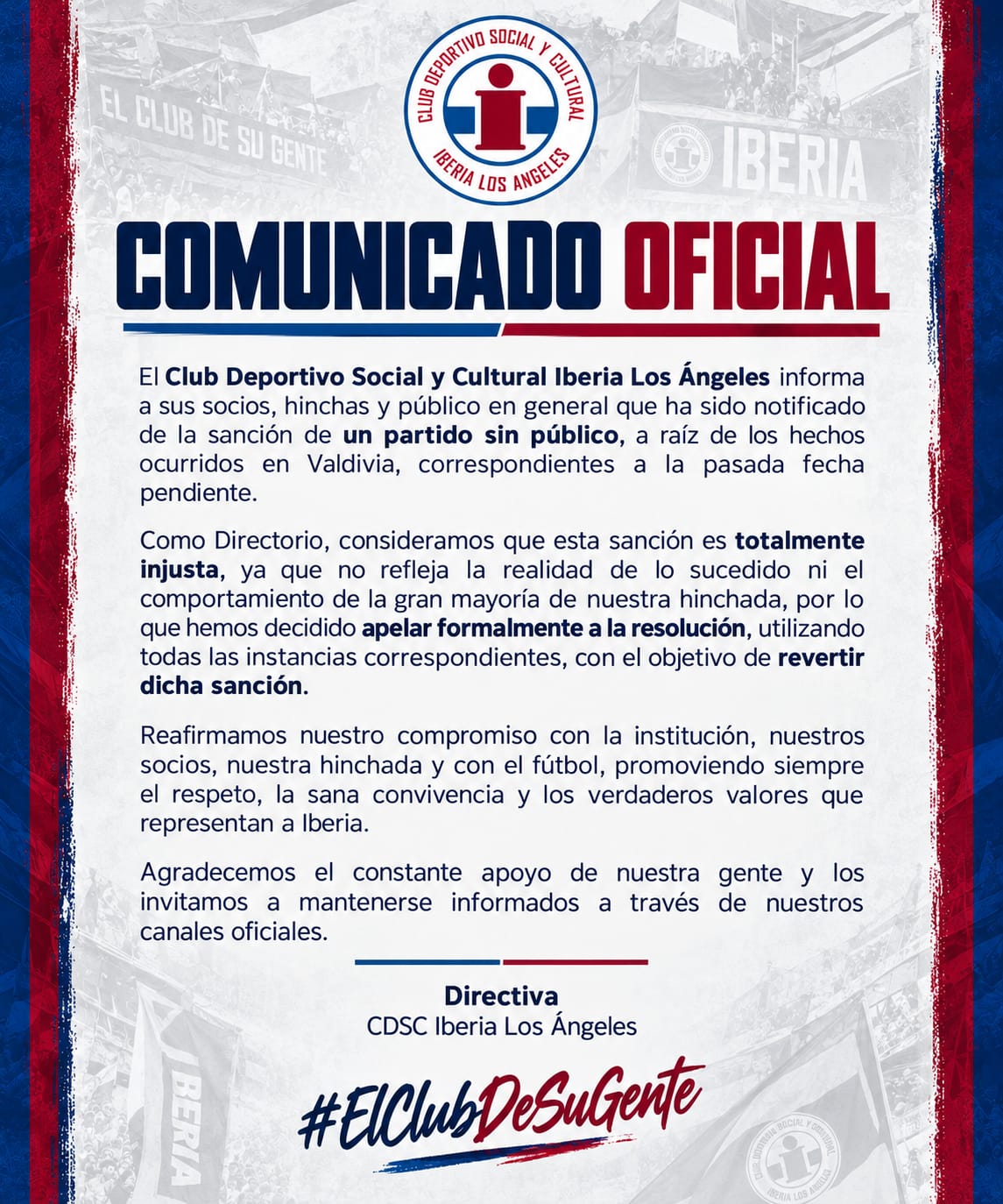 La dirigencia del Club Social y Cultural apelará a la sanción / La Tribuna