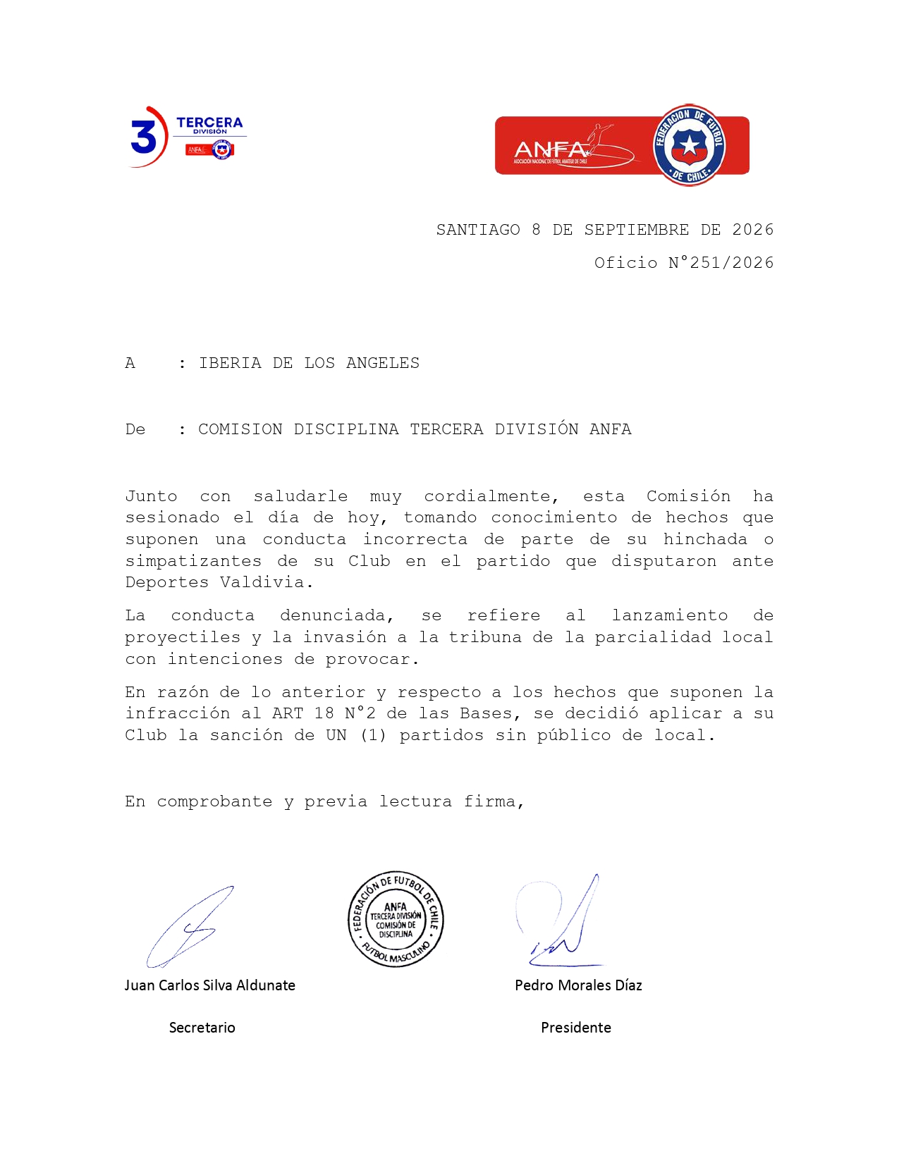 Dura sanción recibió la Azulgrana / La Tribuna