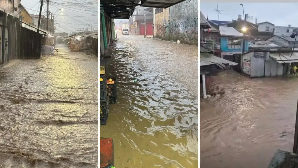 Lluvias intensas provocaron anegamientos en distintos sectores de Lota, durante este miércoles, generando dificultades de desplazamiento y afectaciones en la infraestructura de la comuna., Redes sociales